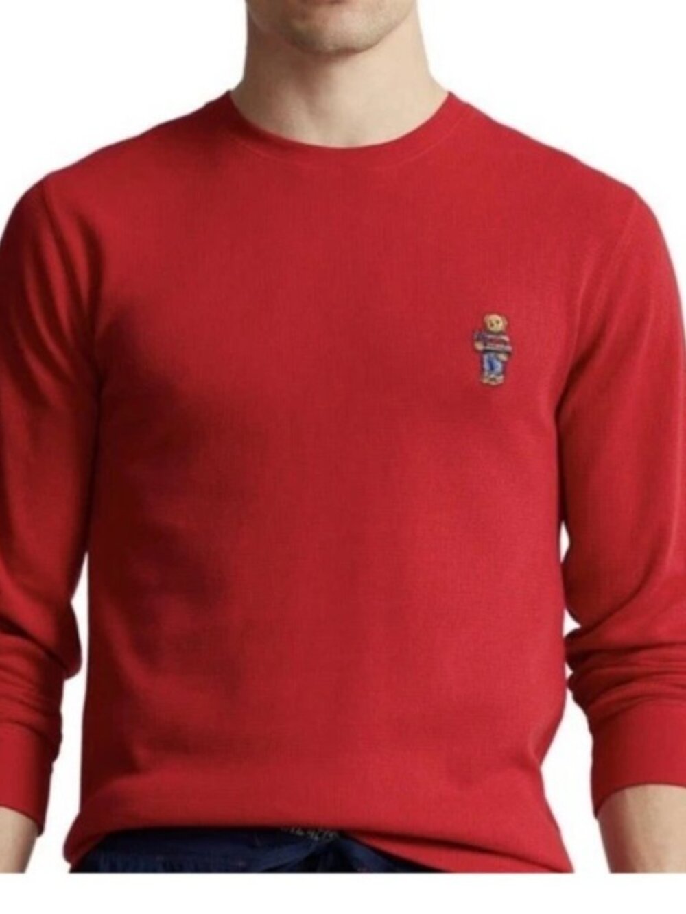 Polo Ralph Lauren Men’s Shirt Bear Red Crew Neck Long Sleeve Thermal Top XL - Picture 2 of 12